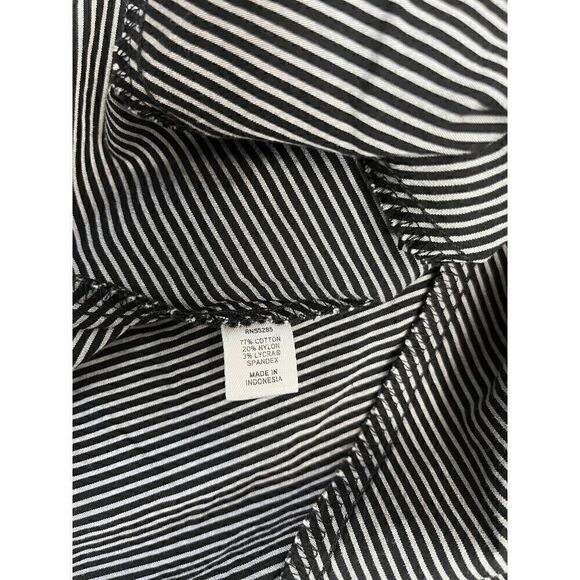 Express Design Studio Womens 3/4 Sleeve Button Down Dress Shirt Black Striped Sz - Picture 6 of 6